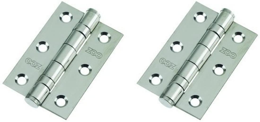 Door Hinge 3" 75mm Ball Bearing Hinges Polished Chrome Suit Internal Doors Pair, 12.2 x 4.2 x 2.4 cm