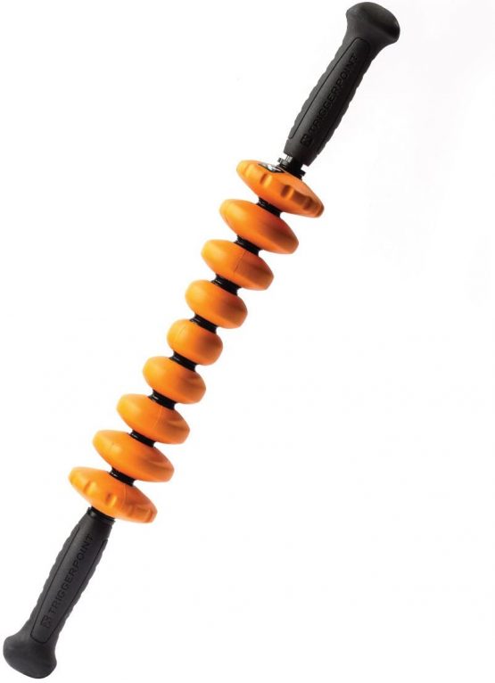 TRIGGERPOINT STK, Contour Massage Cane Stick, Handheld Foam Roller Deep Tissue Muscle Massage, Grey and Orange, 19.5 Inch/50 cm
