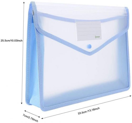 A4 Plastic Wallets, Ipow 6 Pcs Plastic Folders Document Files Folders Popper Wallet Envelope Pockets Large Capacity with Quick Snap Closure, Card Slot for Office Home School Travel - Image 3