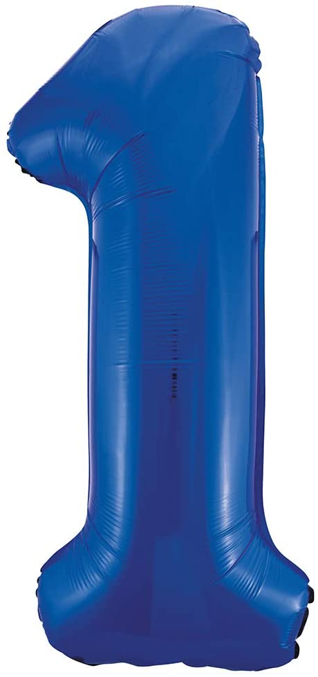 Blue Number 1 Shaped Large Foil Balloon (86cm) 1 Piece - Perfect for Birthday Parties and Special Events, 34" Foil Helium Balloon