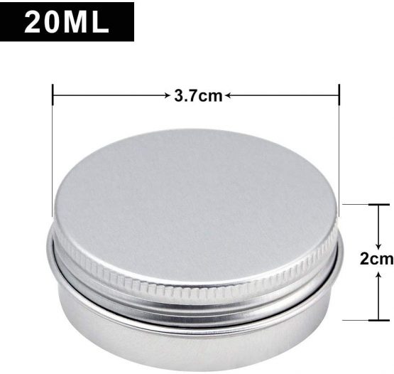 TANCUDER 20pcs Empty Travel Cosmetics Container Jars 20ml Aluminium Tin with Screw Lids Makeup Storage Containers Pots Bottles for Cream, Sample, Powder, Silver - Image 2