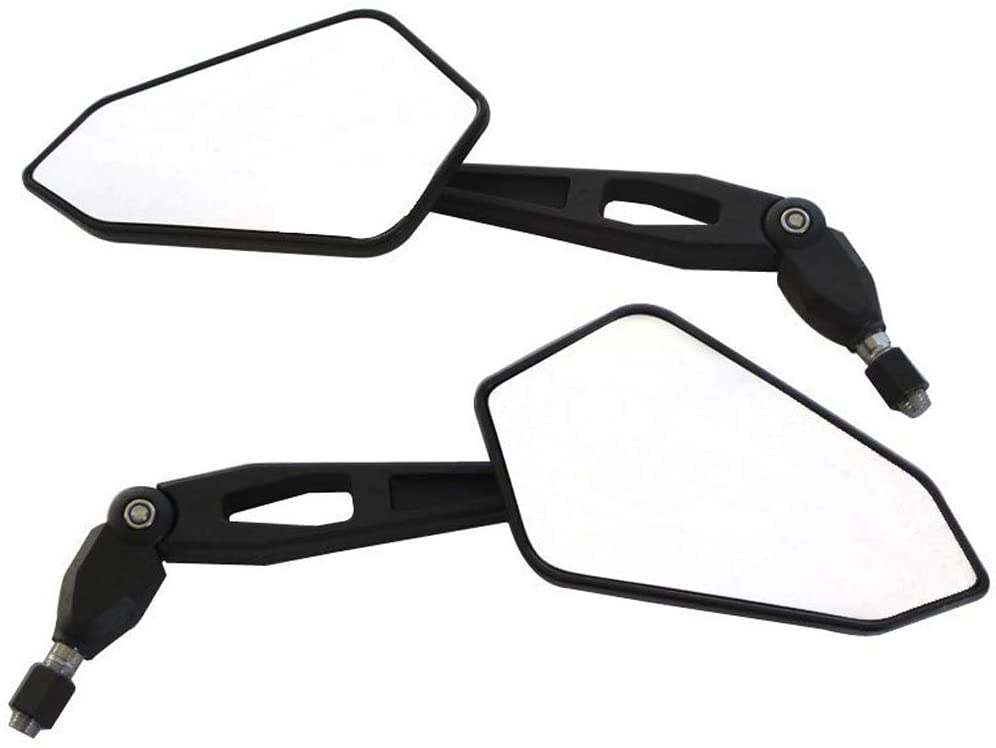 Motorbike Universal Mirrors 10mm Bolt Foldable for Filtering, black, A-10mm Clockwise and Anticlockwise Thread