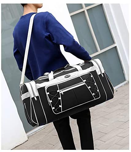 Travel Duffle Bags for Men Weekender Over Night Carry On Bag Lightweight Extra Large Oxford Duffel Gym Sturdy Luggage Water-Proof for Men & Women 26" (Blue Gold) - Image 3
