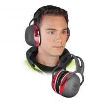 3M PELTOR X3A Ear Defenders Headband, Red