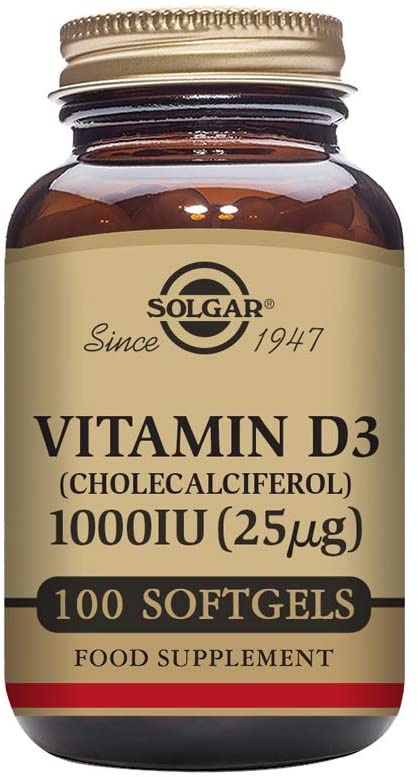 Solgar, Vitamin D3 Softgels (Cholecalciferol) 1000 IU, 100, 100 count (Pack of 1)