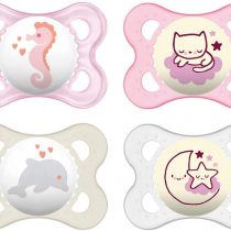 MAM Day & Night (2+2) SkinSoft Silicone Soothers 0-6 months, 4 pieces, 2 travel boxes