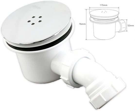 90mm Fast Flow Easy Clean shower enclosure tray waste & chrome effect cap - Image 2