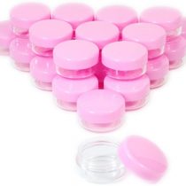 ZEJIA 10 Gram Cosmetic Containers 20pcs Sample Jars with Lids Plastic Makeup Sample Containers BPA Free Pot Jars(Pink)