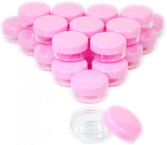 ZEJIA 10 Gram Cosmetic Containers 20pcs Sample Jars with Lids Plastic Makeup Sample Containers BPA Free Pot Jars(Pink)