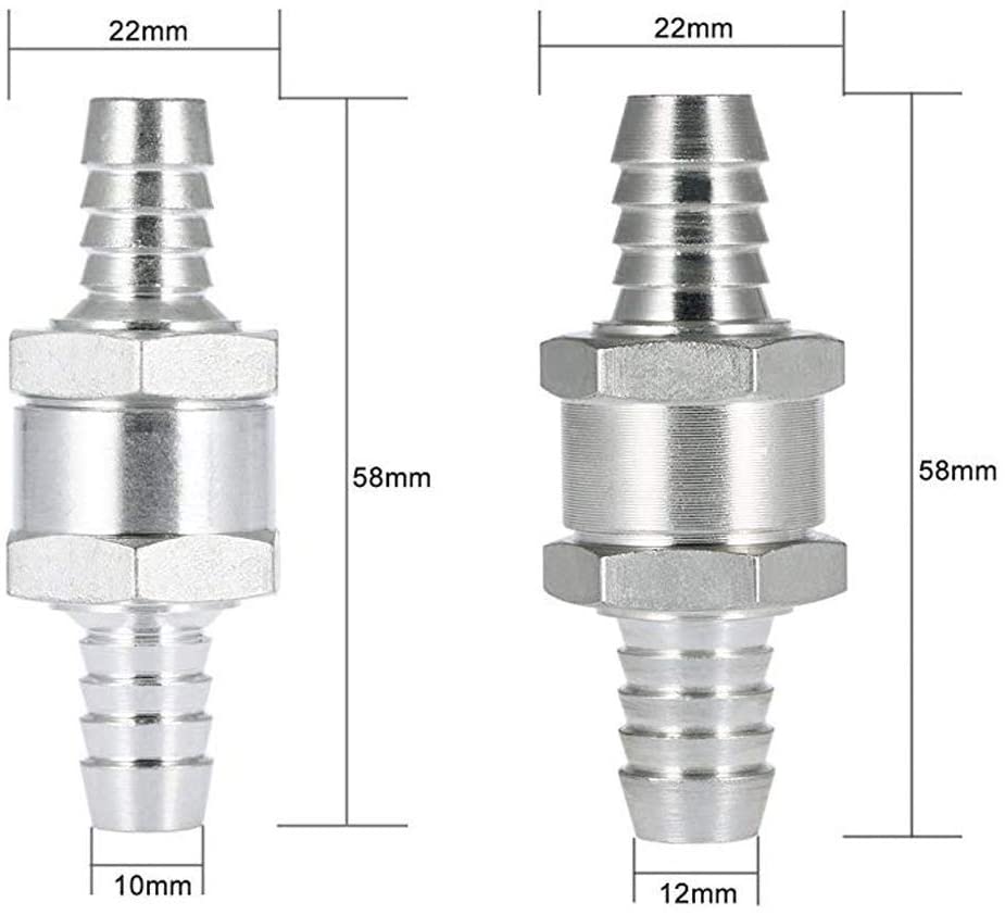 4 pcs One Way aluminium Fuel Non Return Check Valve(6 8 10 12mm) for Petrol Diesel Oil water Chrome Car Auto Carburettor Low Pressure Systems Aluminium Fuel Hose - Image 2