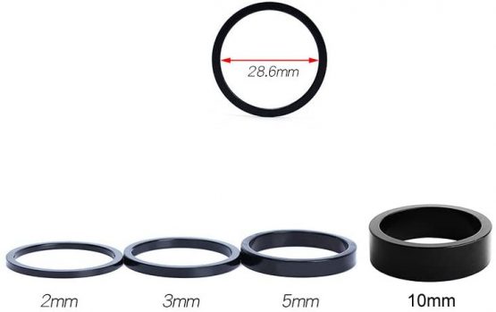 CYSKY Bike Headset Spacer 6 Pcs Aluminium MTB Road Bicycle Stem Threadless Headset Spacers Kit for 1 1/8 Inch Stem 2mm 3mm 5mm 10mm x 3(Black) - Image 4