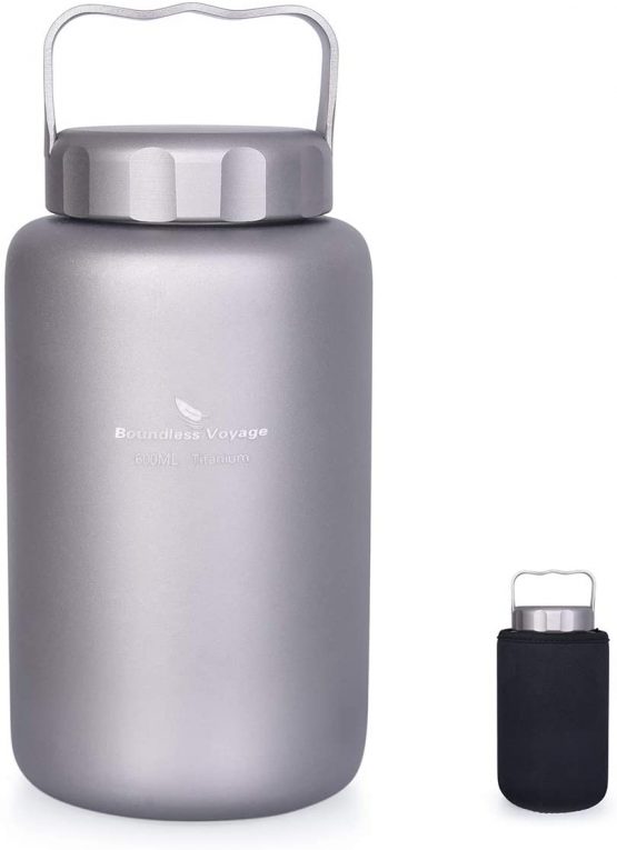 Boundless Voyage Outdoor 1050ml Titanium Water Bottle With Handle Leakproof Camping Picnic Hiking Cycling Ultralight Tea Coffee Canteen Cup Drinkware