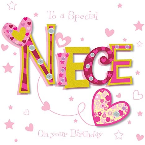 Talking Pictures Cards Special Niece Happy Birthday Greeting Card, yellow|pink|white|red, 15cm x 15cm