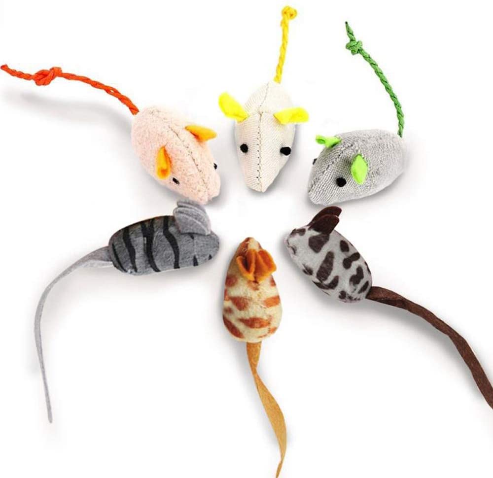 6 Pack Catnip Mouse-shaped Toys for Indoor Cats - Adult & Kitten Cat Toys for Playing Chewing & Teeth Cleaning