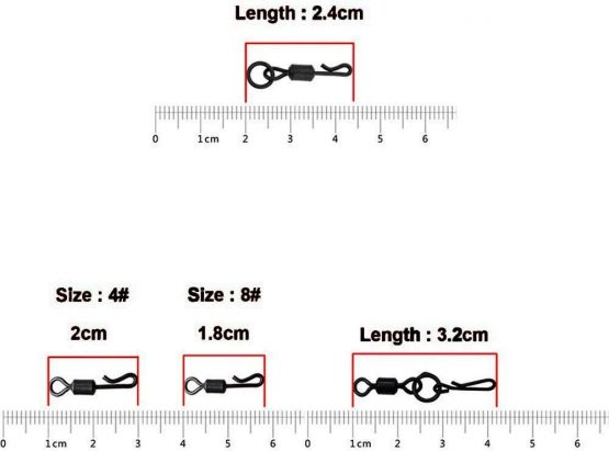 OROOTL Carp Fishing Accessories, 200pcs/Box Matte Black Fishing Clips Quick Change Clips Fishing Swivels Snap Carp Rigging Clips Fishing Terminal Tackle - Image 3