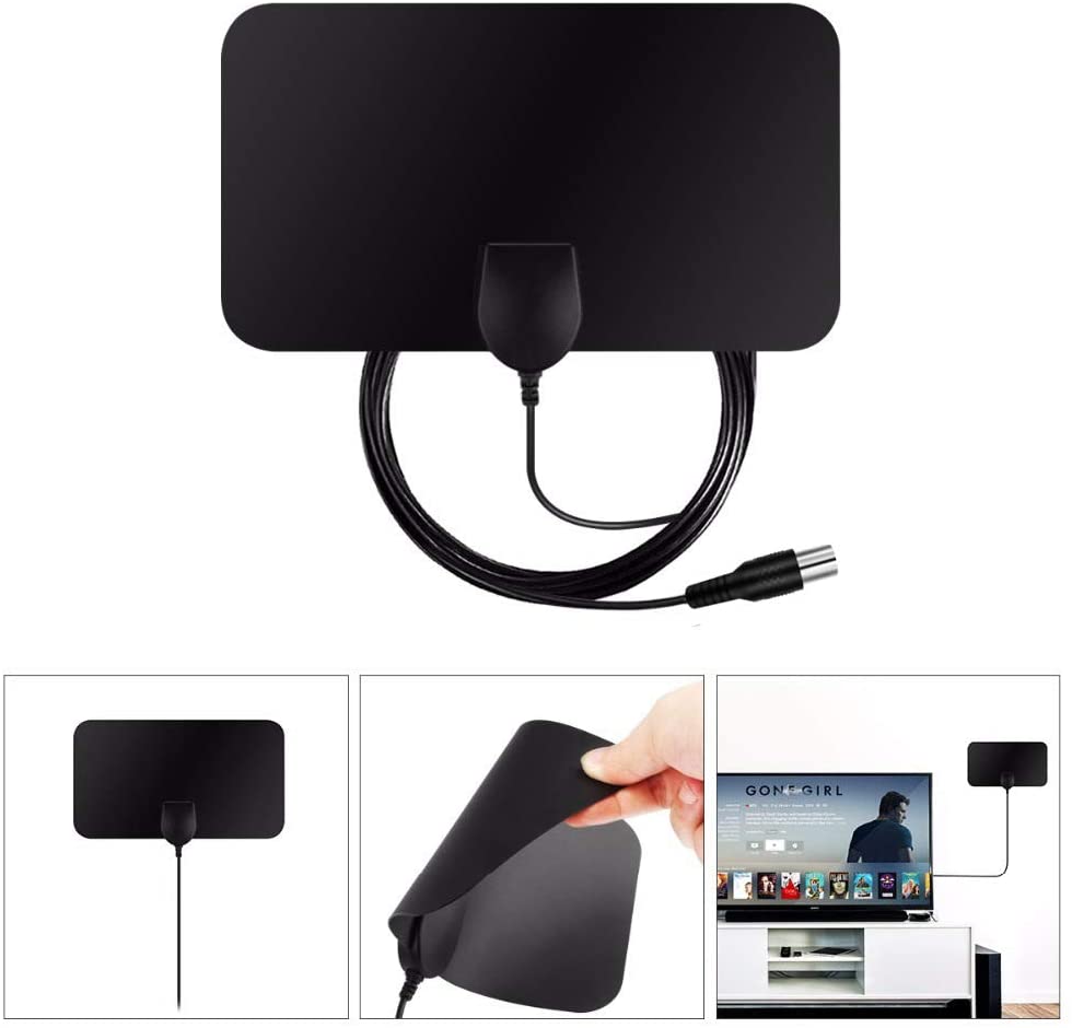 Firmrock TV Aerial, 50 Miles Digital, Ultra Thin HDTV DVB-T2, 12 FT Cable, Freeview Indoor TV Aerial, Black - Image 2