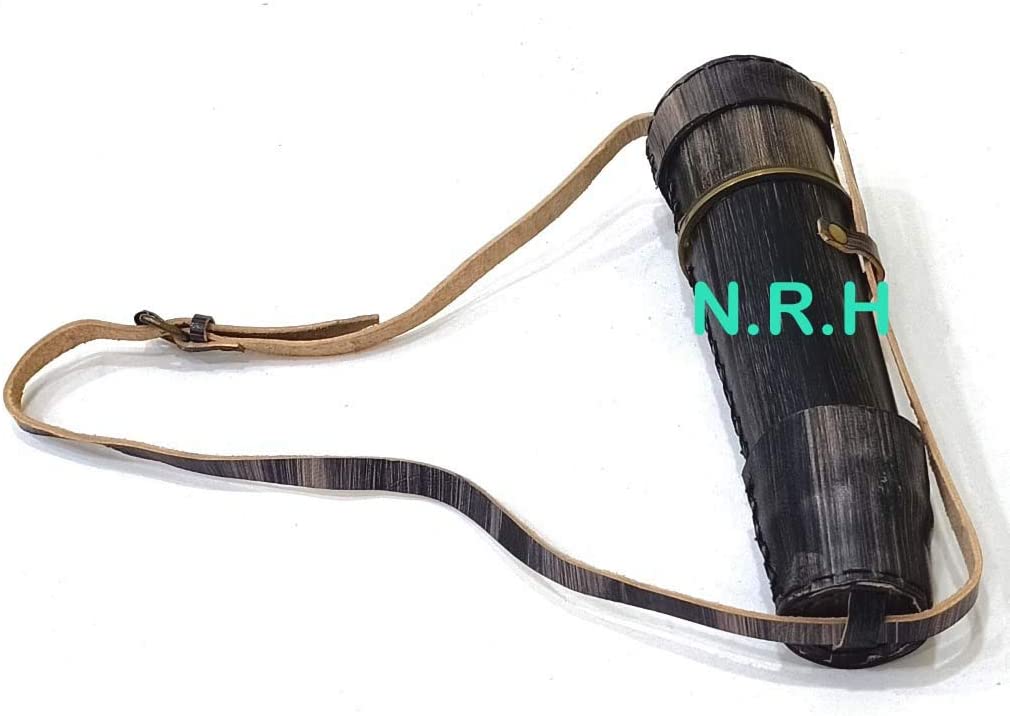 Antique Marine Telescope 18 inch Nautical Telescope Marine Spyglass Pirate Brass with Lather Belt & Cap - Image 3