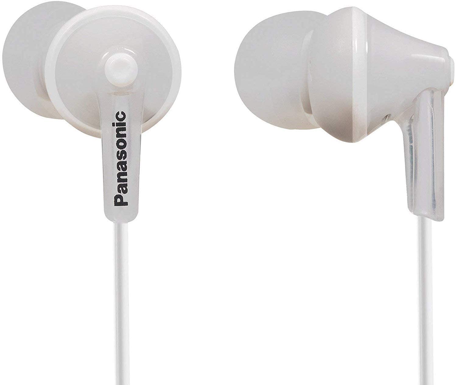 Panasonic RP-HJE125E-W ErgoFit Wired Earbuds, Canal-Type In-Ear Headphones, Custom-Fit Earpieces, 1.1m Cord, 3.5mm Jack, White