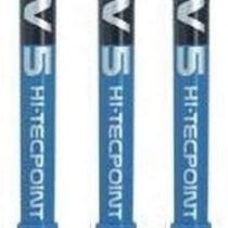 Pilot BX V5 Blue Hi-Tecpoint Extra Fine Rollerball Pen 0.5mm Nib Tip 0.3mm Line Width (Pack Of 3)