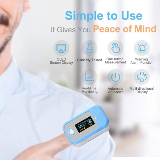 Pulse Oximeter, MED LINKET AM801 5 in 1 Oxygen Saturation Monitor Monitoring SpO2, Temperature, Pulse Rate, Perfusion Index, PPG, Overlimit Reminder and Anti-shake Function, Medical Grade CE Approved - Image 2