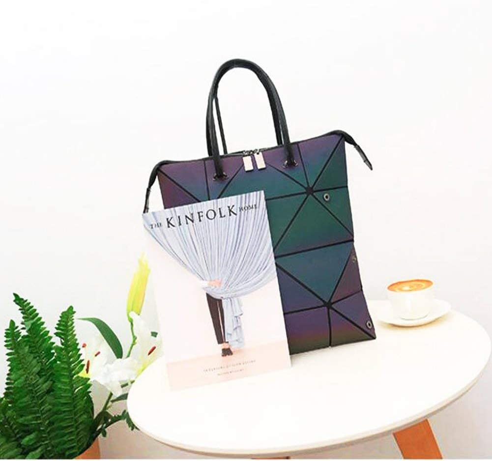 Luminous Geometric Handbag for Women Large Tote Bag Shard Lattice Design Holographic Top-Handle Bags Ladies Shoulder Bag,Colour Changing,Shining in the Light,4 in 1 Fashion Deformation Style (Color-1) - Image 4