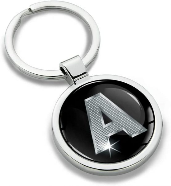 Biomar Labs® 3D Metal Alphabet A-Z Personalised Initials Keyring Keychain Silver Men Women Gift Letter A KK 1