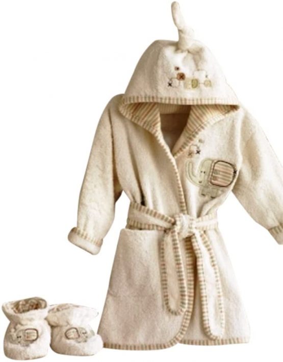 Natures Purest - Sleepy Safari - Bathrobe and Slippers , Beige, 6 Months