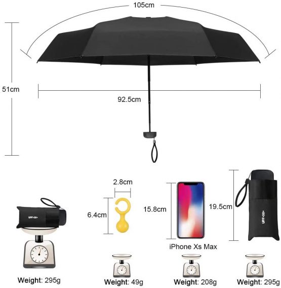 Vicloon Mini Travel Umbrella, Pocket Umbrella Foldable Compact with Flat Handle, 6-Rib Light-Weight Waterproof Sturdy and Portable Umbrella, Rain and Sun Umbrella, UPF>50+ Protection (Blue) - Image 2