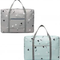 2 Pack Foldable Travel Duffel Bag with Fixed on The Trolley Case