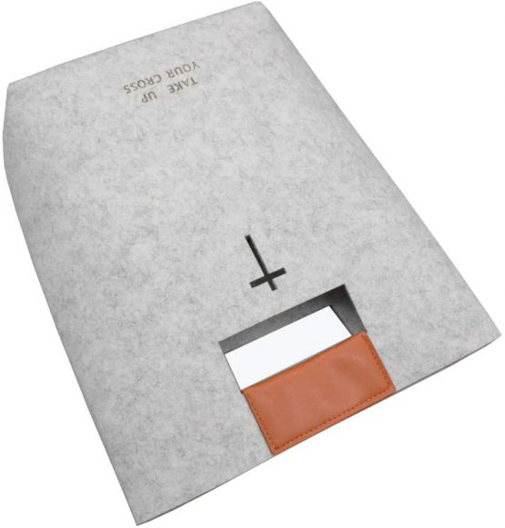 Bible Bag, Aolaso Bible Carrying Case, Felt Bible Tote Hollowed Cross Design Bible Covers Church Bag for Christian Gift Felt Handbag for Women & Men Christmas Day & New Year Gift (Grey) - Image 2