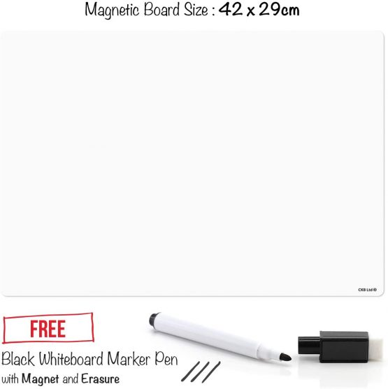 CKB LTD® BLANK Dry Wipe Magnetic Whiteboard Fridge Board Magnet Signage Sheet With Marker White Board & Pen - Drywipe Kitchen Memo Notice Board Large Daily Menu White Board Planner (A3) - Image 3