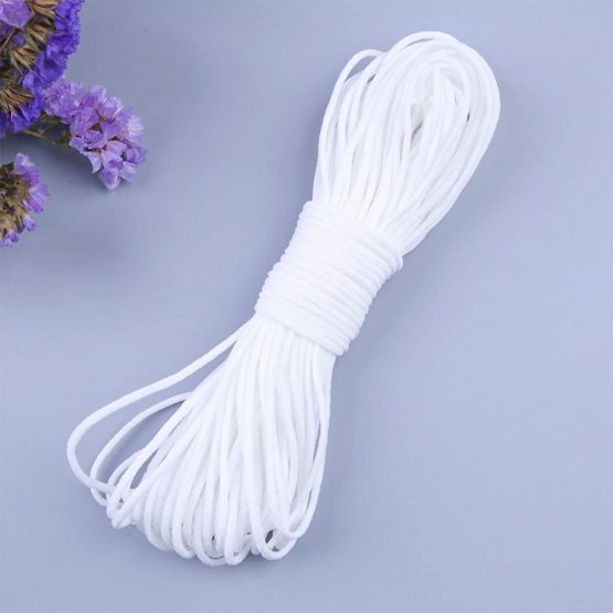 [3mm, 50m]Flat Elastic Band, SlickMart Braided Stretch Strap Cord Roll Heavy Stretch Elastic Band Round Ear Tie Earloop Strap for Sewing DIY Arts Crafting - Image 3
