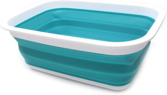 SAMMART SAMMART 9.2L Collapsible Tub - Portable Outdoor Picnic Basket / Crater - Foldable Shopping Bag - Space Saving Storage Container (Bright Blue)