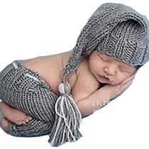 Grey Outfit, Newborn Baby Girl/Boy Crochet Knit Costume Photo Photography Prop Hats Outfits
