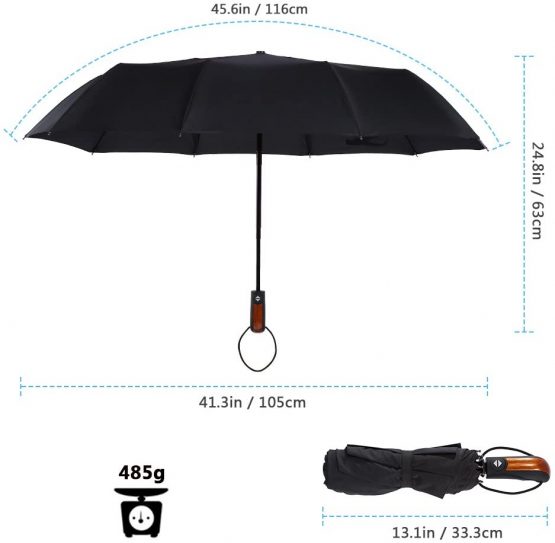 Windproof Travel Umbrella 10 Ribs Unbreakable Auto Open Close Waterproof Rustproof Canopy Automatic Folding Compact Portable Umbrellas for Men and Women - Image 2