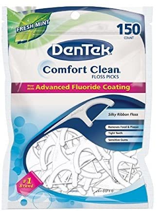 DenTek Comfort Clean Sensitive Gums Floss Picks, Soft & Silky Ribbon Floss, Gentle on Teeth and Sensitive Gums (150 Picks)