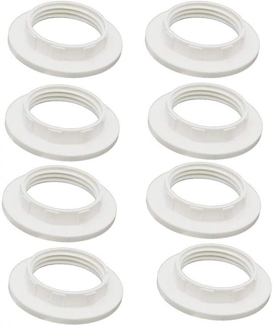 KingYH 8 Pack Lamp Shade Ring Converter E27 Plastic Lamp Shade Reducer Ring for Bedside Lamp Desk Floor Lamps Plate Light Lampshade Washer Adaptor White