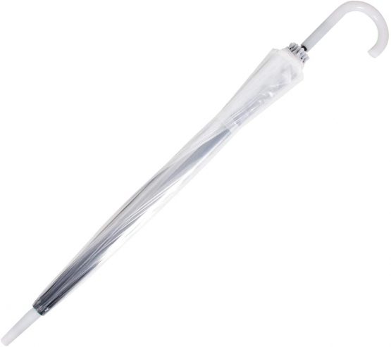 Lancoon Transparent Umbrella,16 Fiberglass Ribs Clear See Through Dome Umbrellas for Women,Windproof Auto Open Umbrella KS10White - Image 4