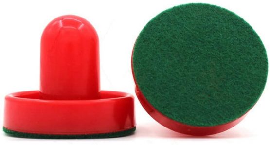 SUNREEK Air Hockey Pushers Set of 2 and 4 Red Pucks (Red) - Image 3