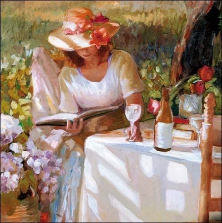 Woodmansterne Birthday Card for Women - Woman Reading in the Garden Design - Premium Birthday Greeting Card for Her - (WDM4997)