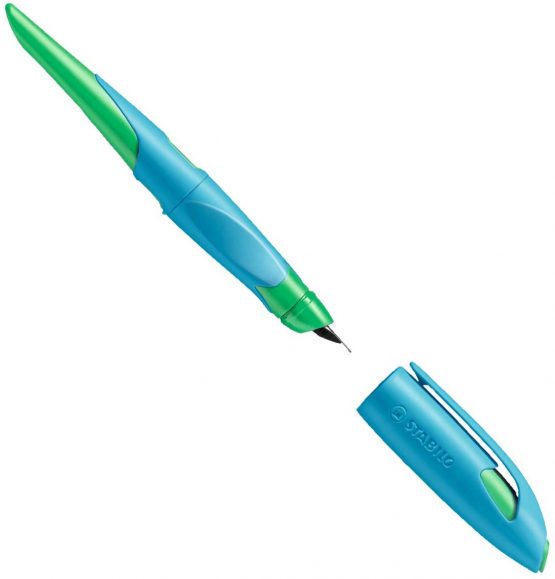 Ergonomic School Fountain Pen - STABILO EASYbirdy A Nib Left Handed Sky Blue/Grass Green - Image 2