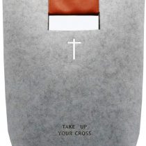 Bible Bag, Aolaso Bible Carrying Case, Felt Bible Tote Hollowed Cross Design Bible Covers Church Bag for Christian Gift Felt Handbag for Women & Men Christmas Day & New Year Gift (Grey)