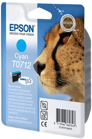 Epson T0712 Cheetah Cyan, Genuine, DURABrite Ultra Ink, Standard - Image 2