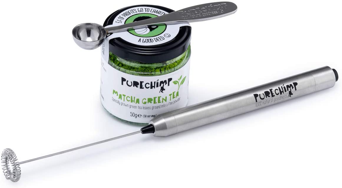 PureChimp Modern Matcha Set. Includes 50g Ceremonial Grade Green Tea Powder