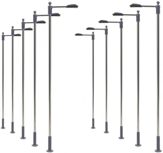 Evemodel LQS10W 10pcs Model Railway Train Lamp Post Street Bright White Lights HO OO Scale LEDs NEW