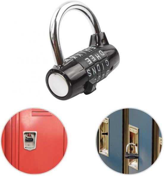 JJOnlineStore - 5 Letters Combination Padlock | Outdoor Padlock Weatherproof | Code Padlock Combination | Heavy Duty Padlock for Gym Locker, Gate, Fence, School, Toolbox, Hasp (Black, 8mm)