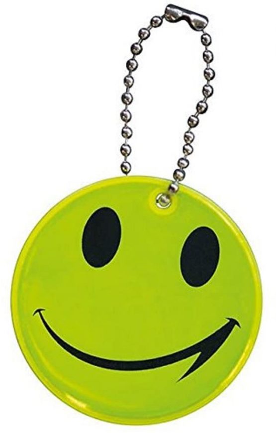 5 x Safety Pendants with Face for School bag/Backpack / Bag - Reflective Fluorescent Yellow