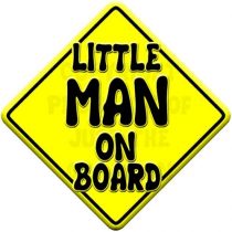 LITTLE MAN yellow non personalised novelty baby on board car window sign.