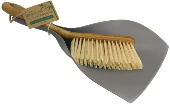 JVL 20-305 Bamboo Dustpan and Bristle Brush Set, Natural