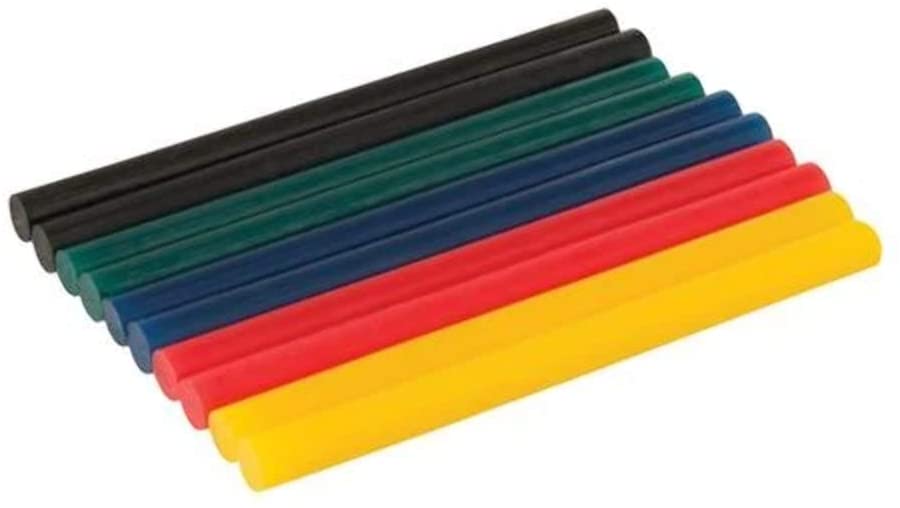 Silverline Tools 476310 Coloured Mini Glue Sticks 10pk 7.2 x 100mm, Multicoloured